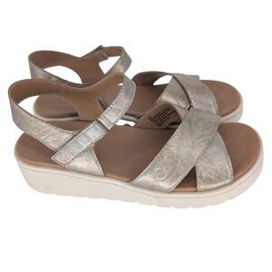 Born Platform Sandals Women 9 Metallic Champagne Gold Leather Strappy Boho Chic